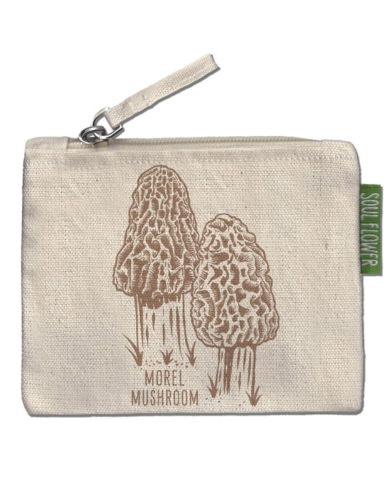 Mushroom Botanical Morel Small Zipper Pouch - Morel Mushroom Pouch | Mushroom Botanical Zipper Pouch