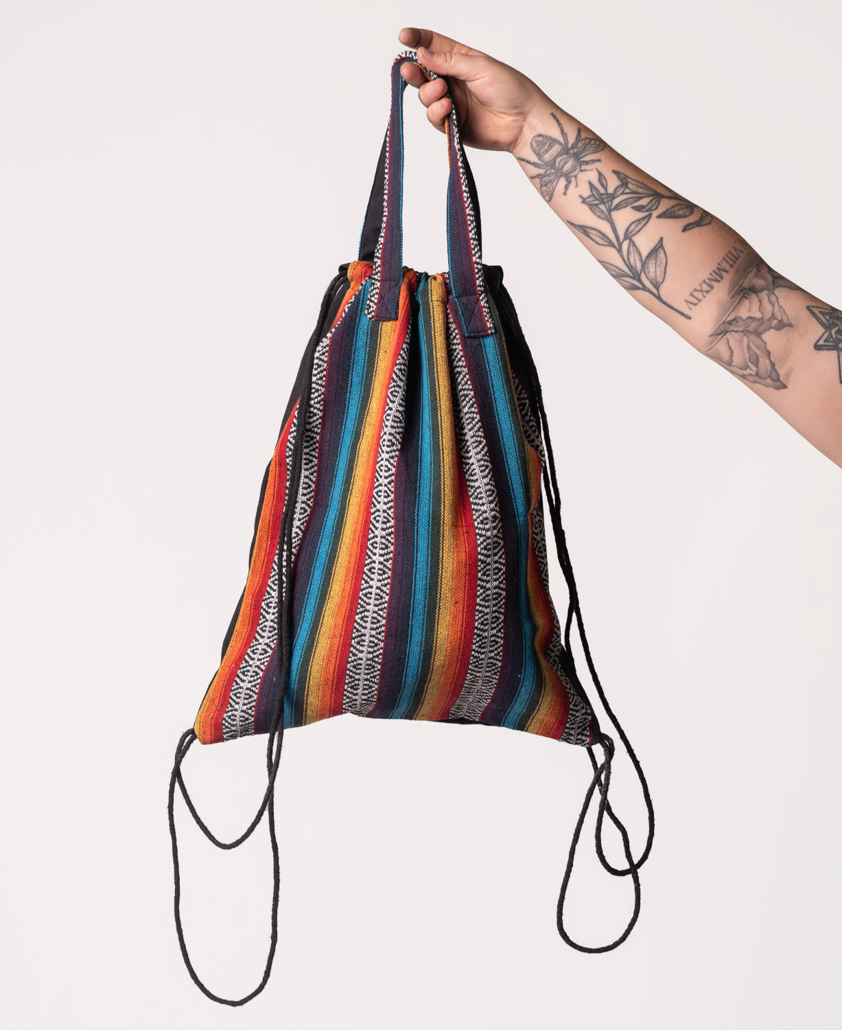 Final Sale! Peace Tree Cinch String Backpack - Black