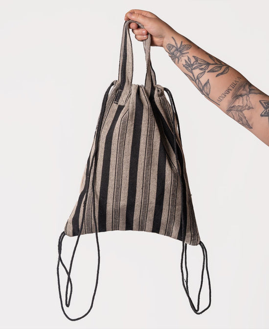 Shadow Mandala Cinch String Backpack - Natural - Mandala Backpack | Boho Backpacks | Soul Flower