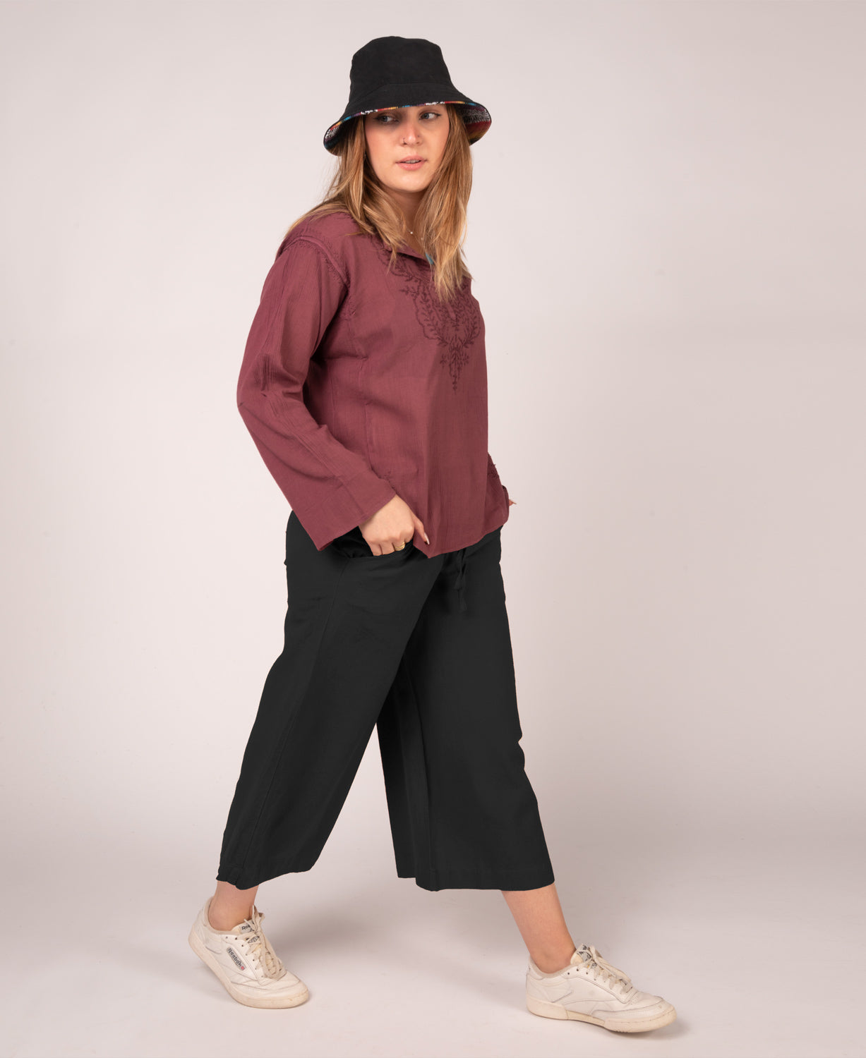 Reversible Rainbow and Black Canvas Bucket Hat