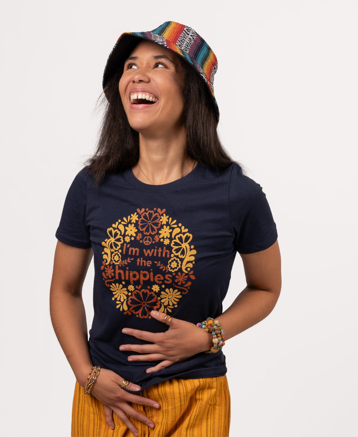 Reversible Rainbow and Black Canvas Bucket Hat