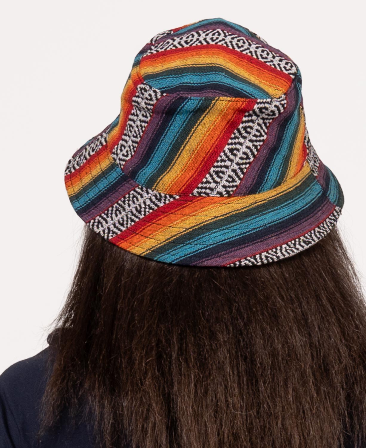 Reversible Rainbow and Black Canvas Bucket Hat