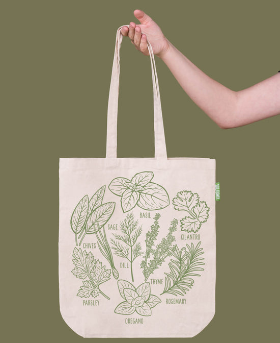 Herbs Botanical Tote Bag - Herb Tote Bag | Printed Tote Bags | Soul Flower