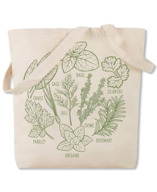 Herbs Botanical Tote Bag - Herb Tote Bag | Printed Tote Bags | Soul Flower