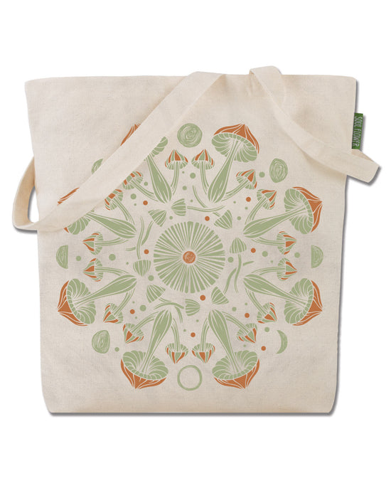 Mushroom Mandala Eco Tote Bag - Shroom Tote | Cute Canvas Tote Bags | Soul Flower