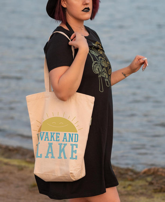 Wake And Lake Eco Tote Bag - Lake Tote Bag | Lake Bags | Soul Flower