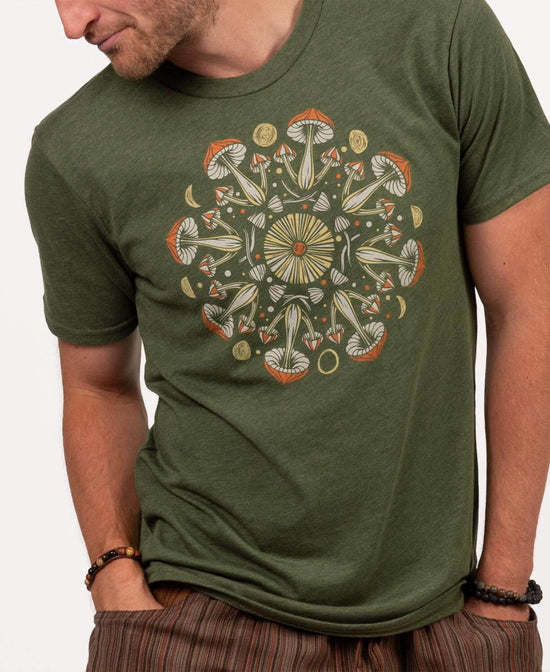 Mushroom Mandala Recycled T-Shirt - Unisex - Mushroom T-Shirt | Hippie Tees | Soul Flower