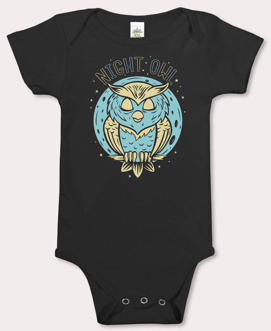 Night Owl Baby Bodysuit - Owl Baby Onesie | Black Onesie | Soul Flower