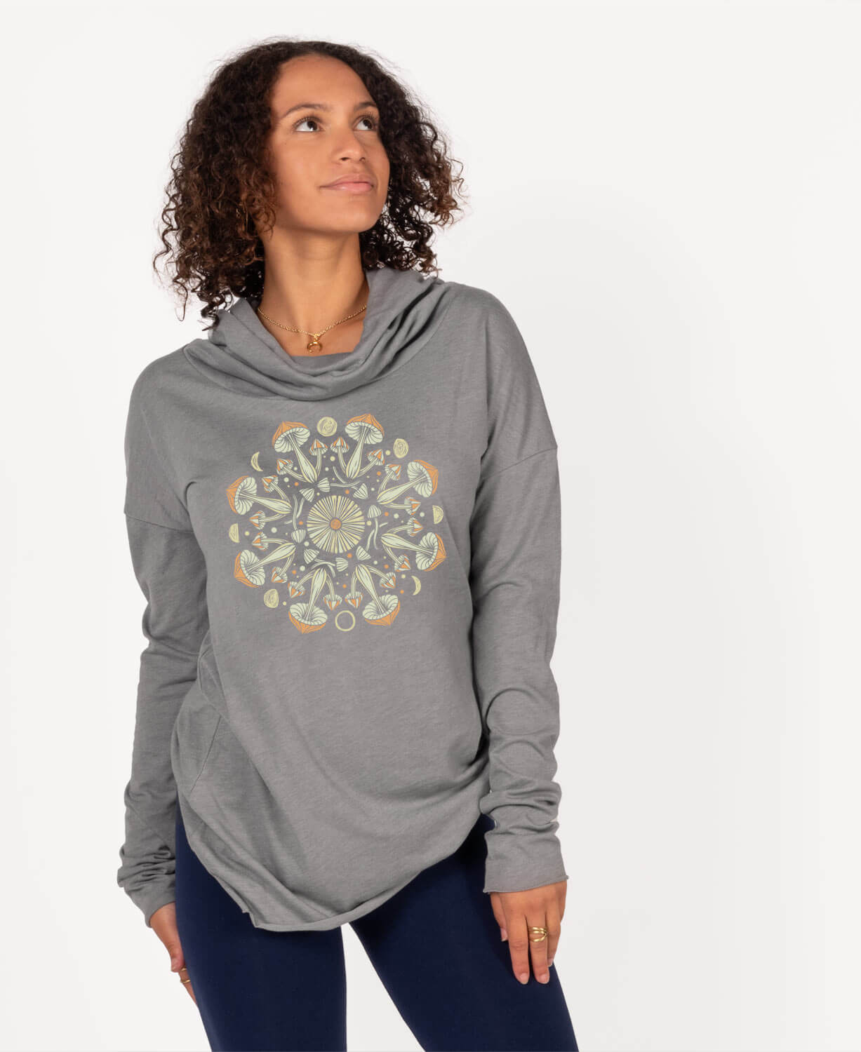Mushroom Mandala Cowl Yoga Hoody Women