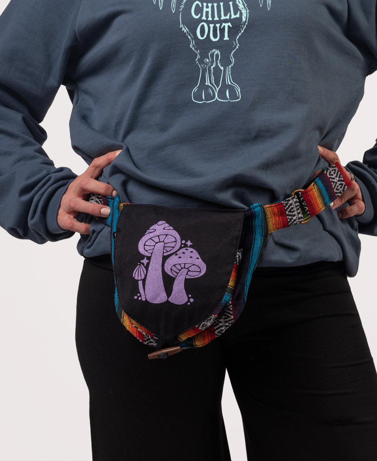 Three Little Mushrooms Hip Bag - Black
