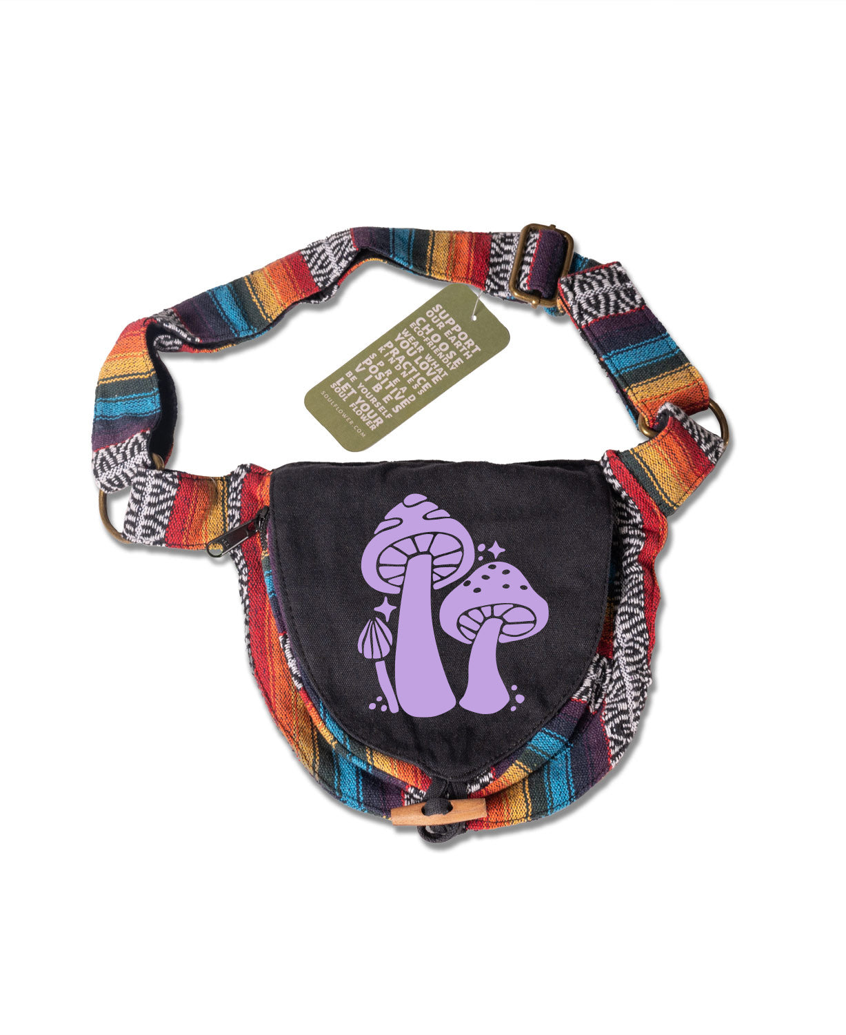 Three Little Mushrooms Hip Bag - Black