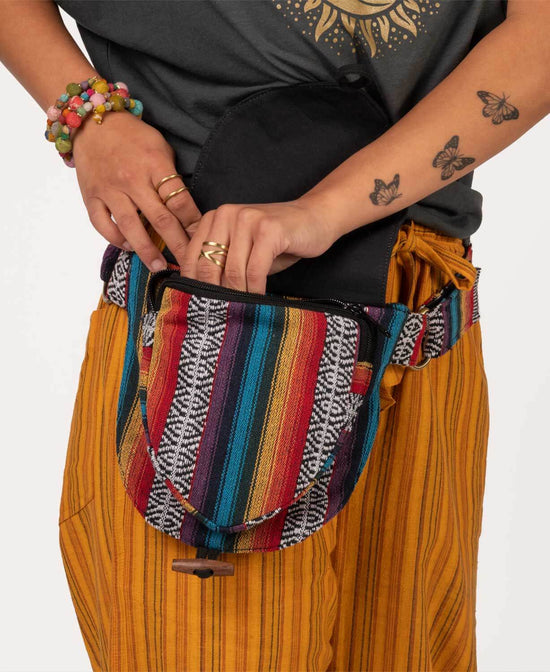 Happy Daisy Hip Bag - Black - Daisy Fanny Pack | Rainbow Hip Sack | Soul Flower