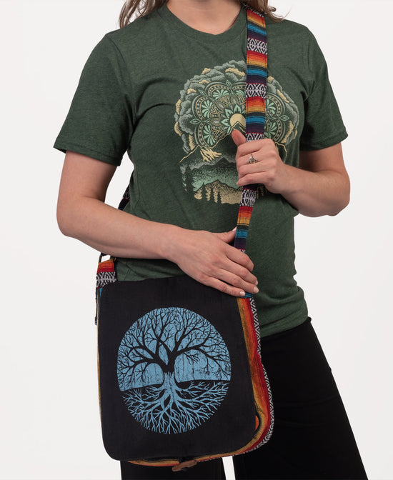 Tree of Life Messenger Bag - Black - Tree Messenger Bag | Hippie Bags | Soul Flower