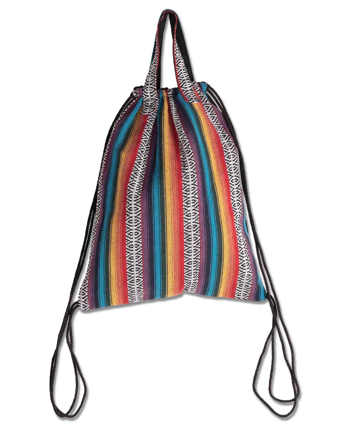 Bee Mandala Cinch String Backpack - Black