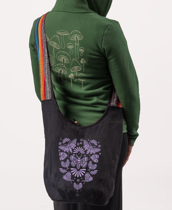 Mega Moth Boho Bag - Black - Moth Hippie Bag | Hobo Bag | Soul Flower