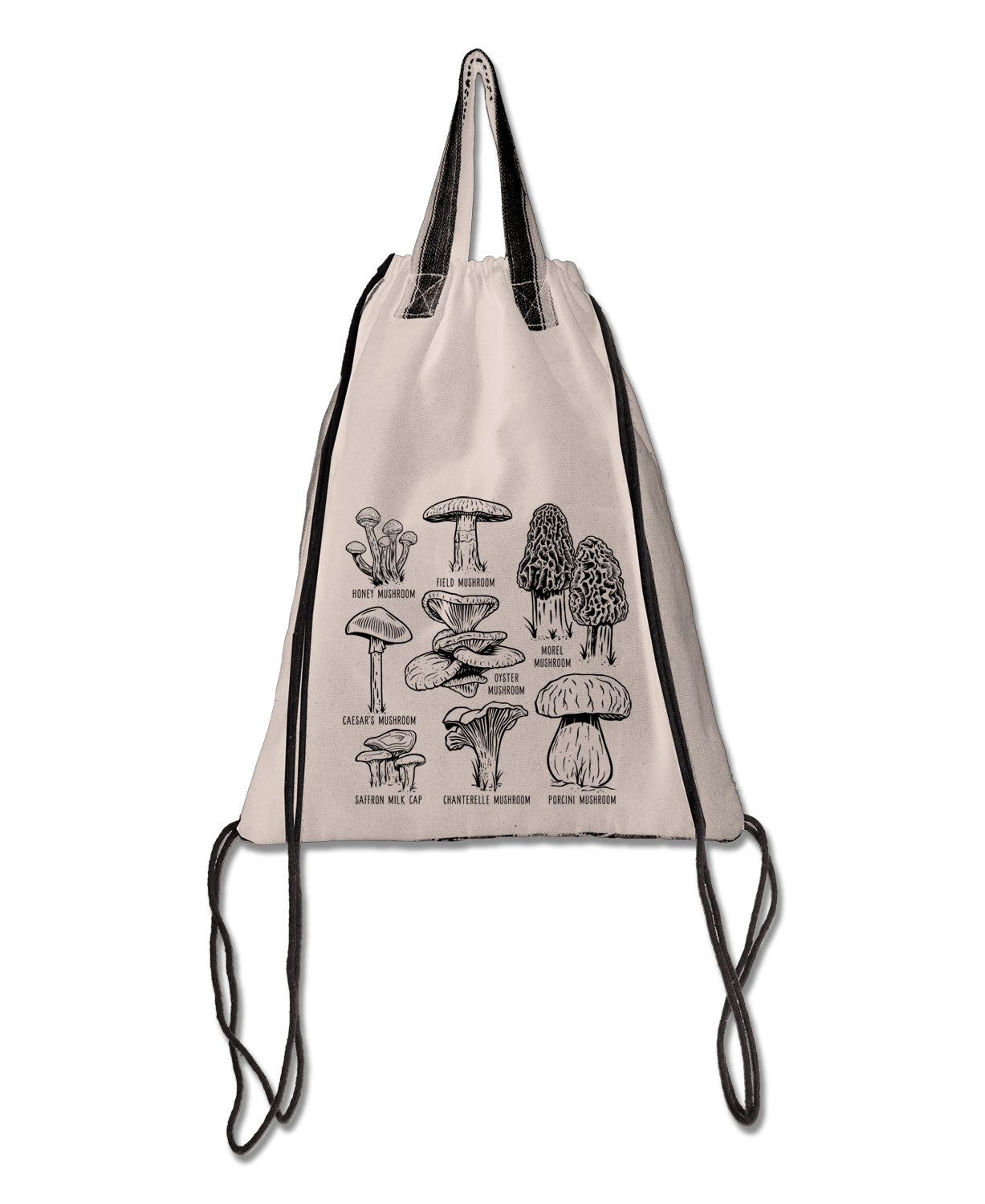 Closeout! Mushroom Botanical Cinch String Backpack - Natural