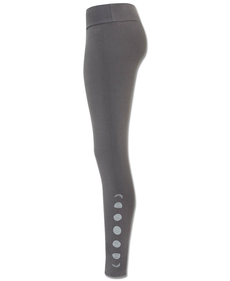 Lunar Phases Organic Cotton Leggings - Charcoal - Moon Leggings | Charcoal Yoga Pants | Soul Flower
