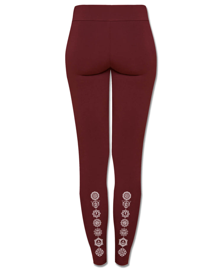 Chakra Organic Cotton Leggings - Burgundy - Yoga Leggings | Burgundy Chakra Leggings | Soul Flower