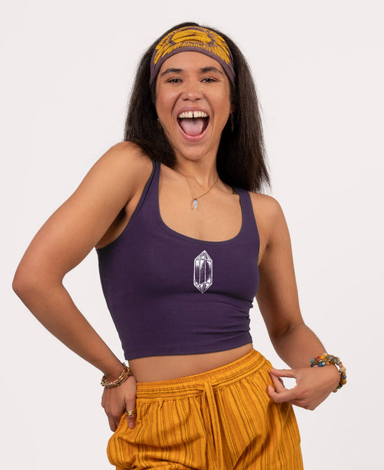 Amethyst Crystal Organic Cropped Tank Top - Purple Cropped Tank | Crystal Tank | Soul Flower Women