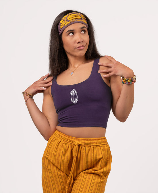 Amethyst Crystal Organic Cropped Tank Top - Purple Cropped Tank | Crystal Tank | Soul Flower Women