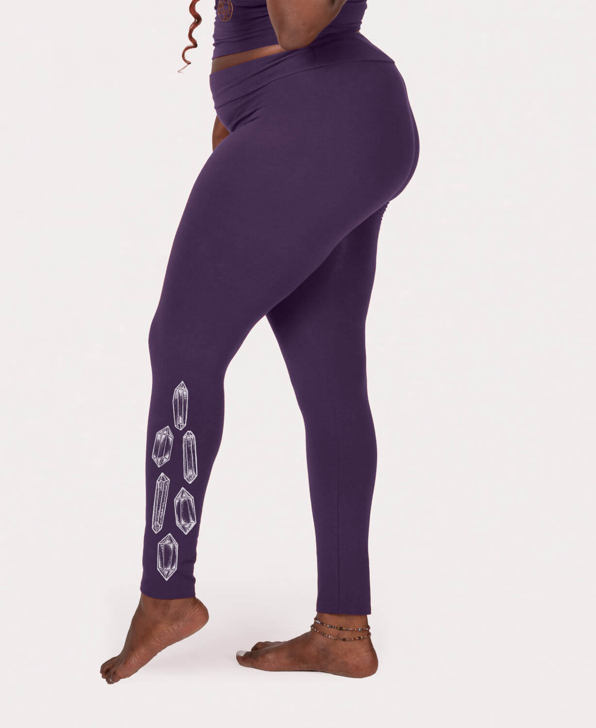 Amethyst Crystal Organic Cotton Leggings-2 Women