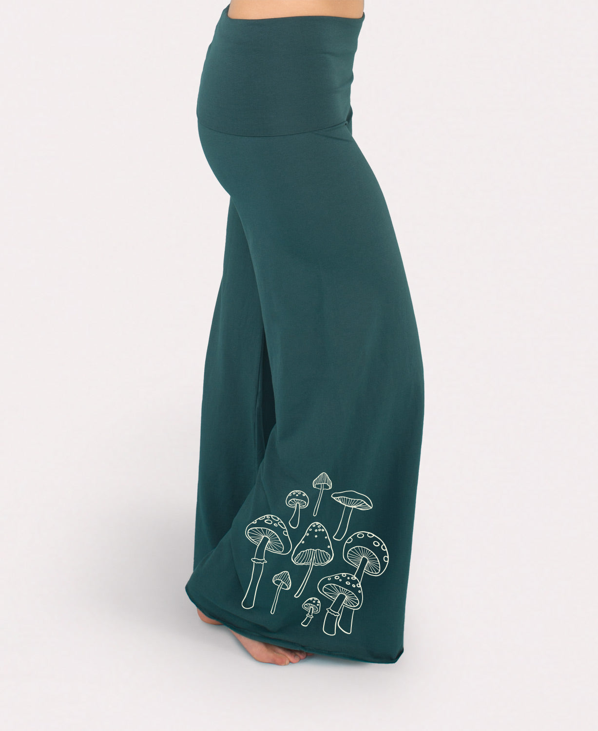 Mushrooms Flowy Pants in Teal