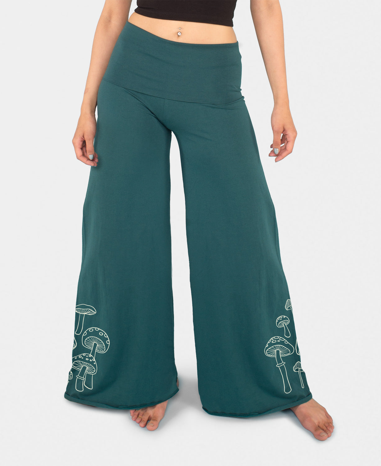 Mushrooms Flowy Pants in Teal
