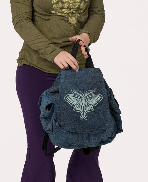 Luna Moth Slouchy Backpack - Luna Moth Backpack | Hippie Backpacks | Soul Flower