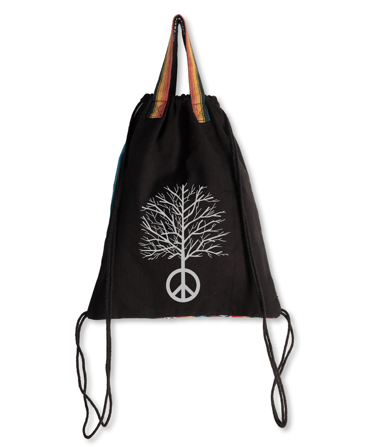 Final Sale! Peace Tree Cinch String Backpack - Black