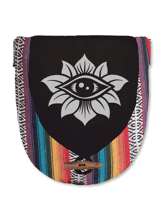 Closeout! Lotus Gaze Hip Bag - Black - Evil Eye Hip Bag | Hippie Gifts | Soul Flower