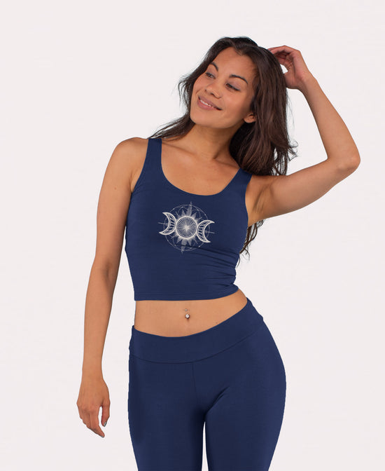 Moon Goddess Organic Cropped Tank Top - Triple Moon Tank | Lunar Tank Tops | Soul Flower Women