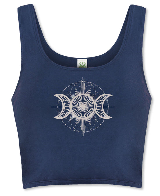 Moon Goddess Organic Cropped Tank Top - Triple Moon Tank | Lunar Tank Tops | Soul Flower