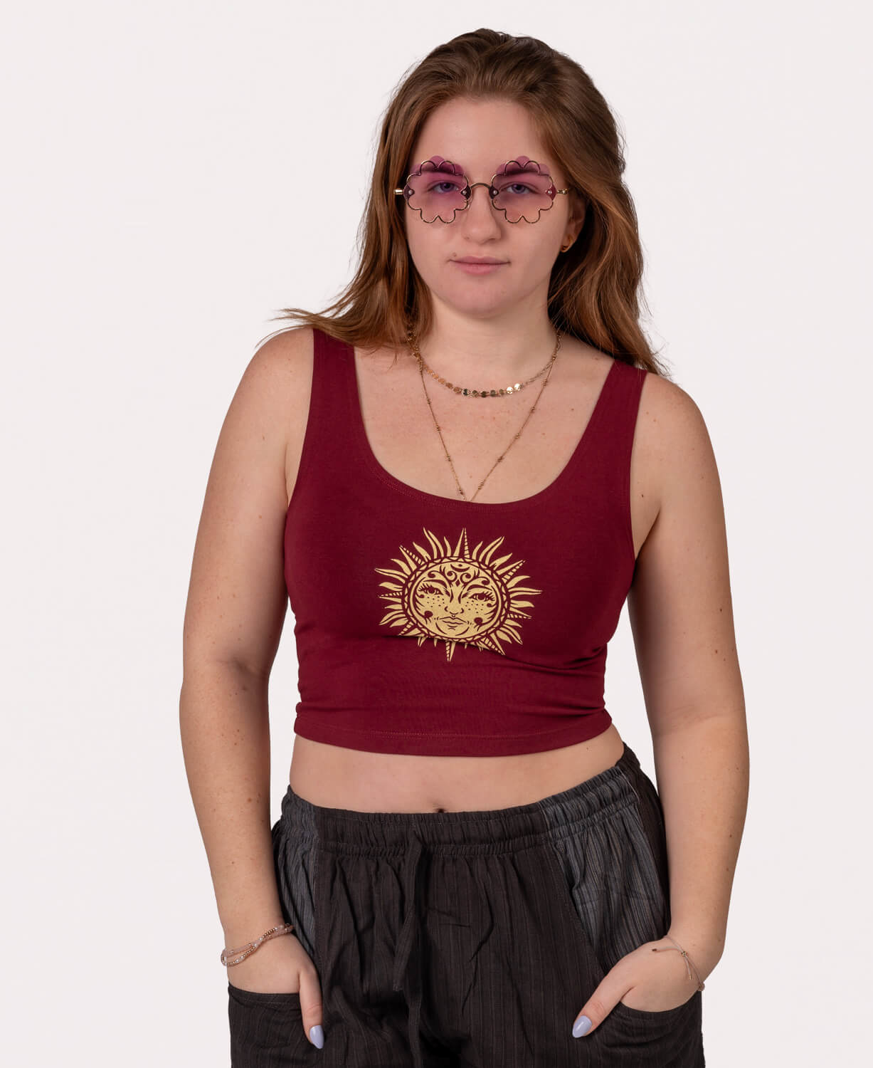 Celestial Sun Art Organic Cropped Tank Women