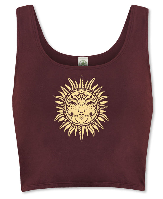 Celestial Sun Art Organic Cropped Tank - Sun Tank Top | Hippie Tanks | Soul Flower
