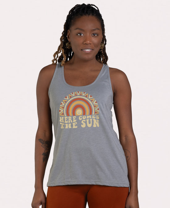 Here Comes the Sun Recycled Racerback Tank - Sunshine Tank Top | Hippie Tanks | Soul Flower Women