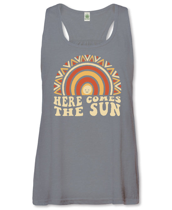 Here Comes the Sun Recycled Racerback Tank - Sunshine Tank Top | Hippie Tanks | Soul Flower