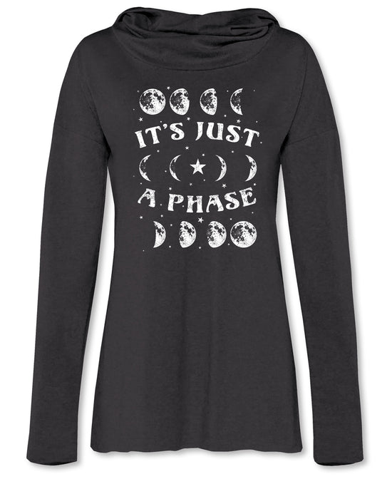 It's Just A Phase Cowl Yoga Hoody - Moon Hoody | Lightweight Hoodies | Soul Flower