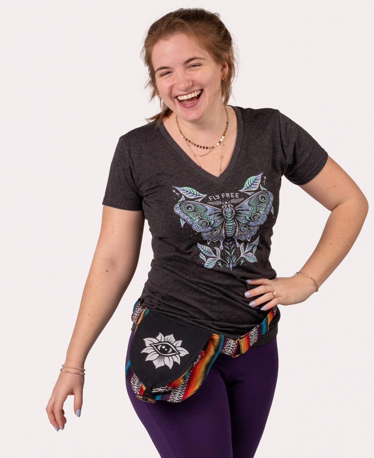 Fly Free Moth Eco V-Neck T-Shirt Women
