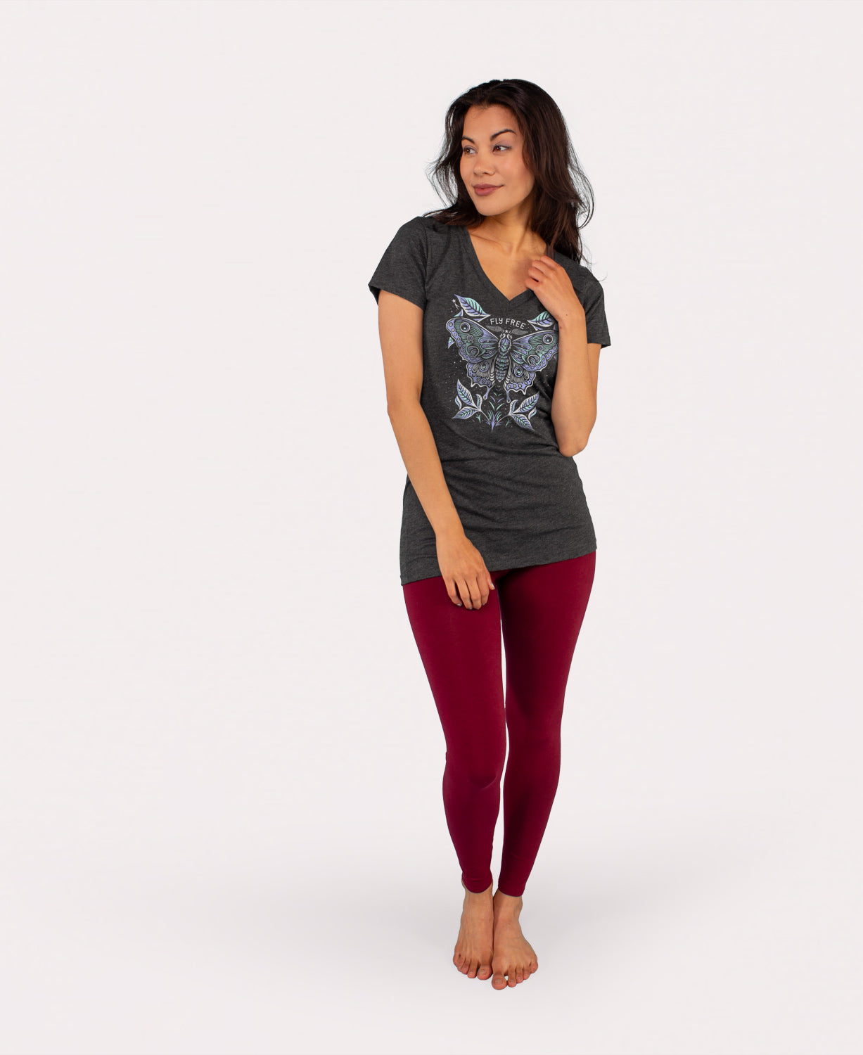 Fly Free Moth Eco V-Neck T-Shirt Women