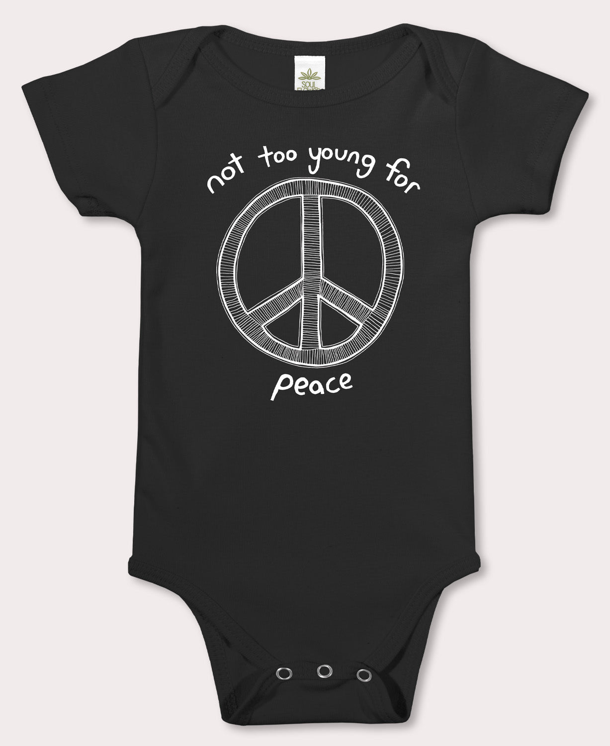 Closeout! Not Too Young For Peace Baby Bodysuit