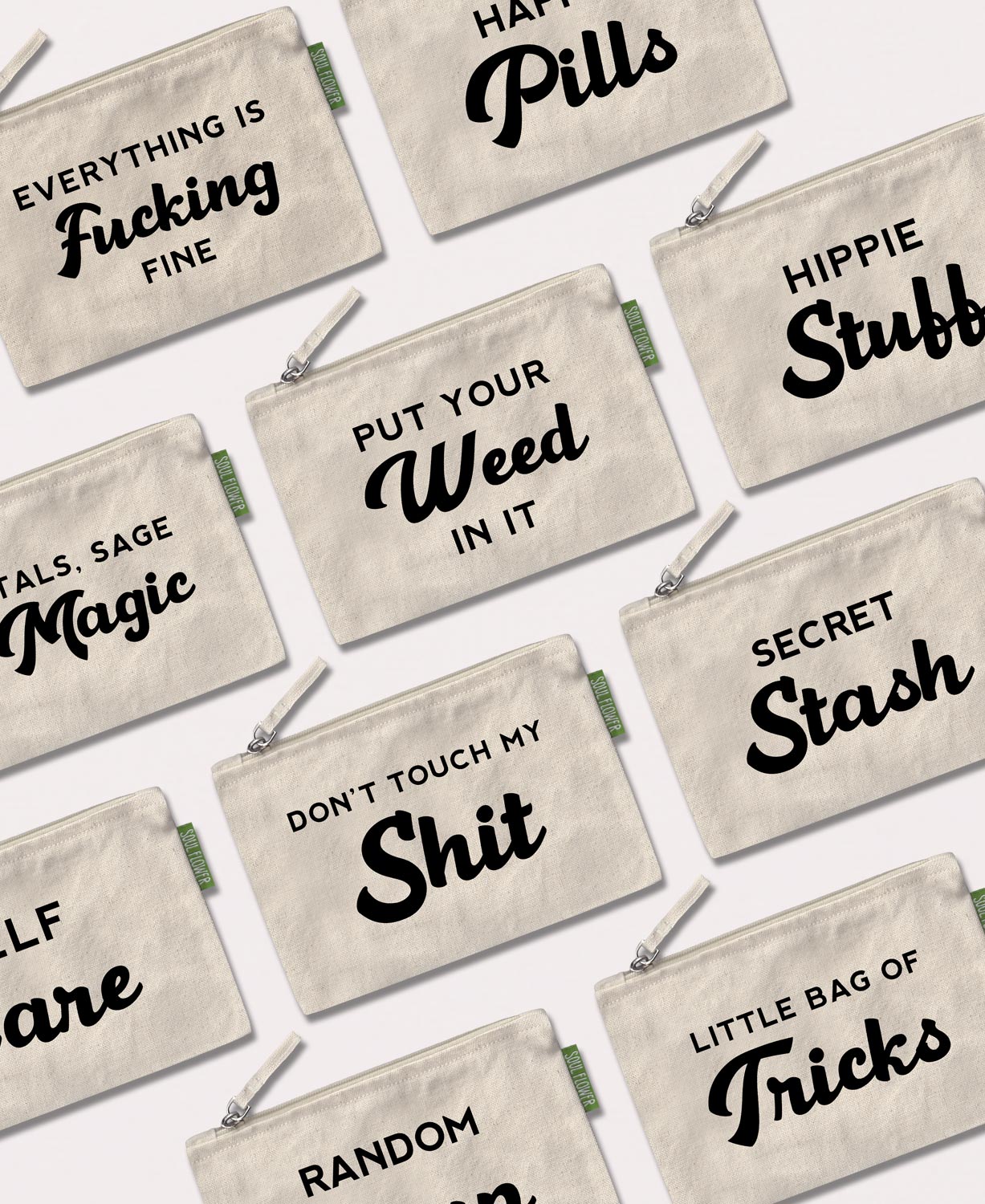 Sassy Large Pouch Pack - 10 Pouches - Funny Tote Bag Pack | Wholesale Reusable Totes | Soul Flower