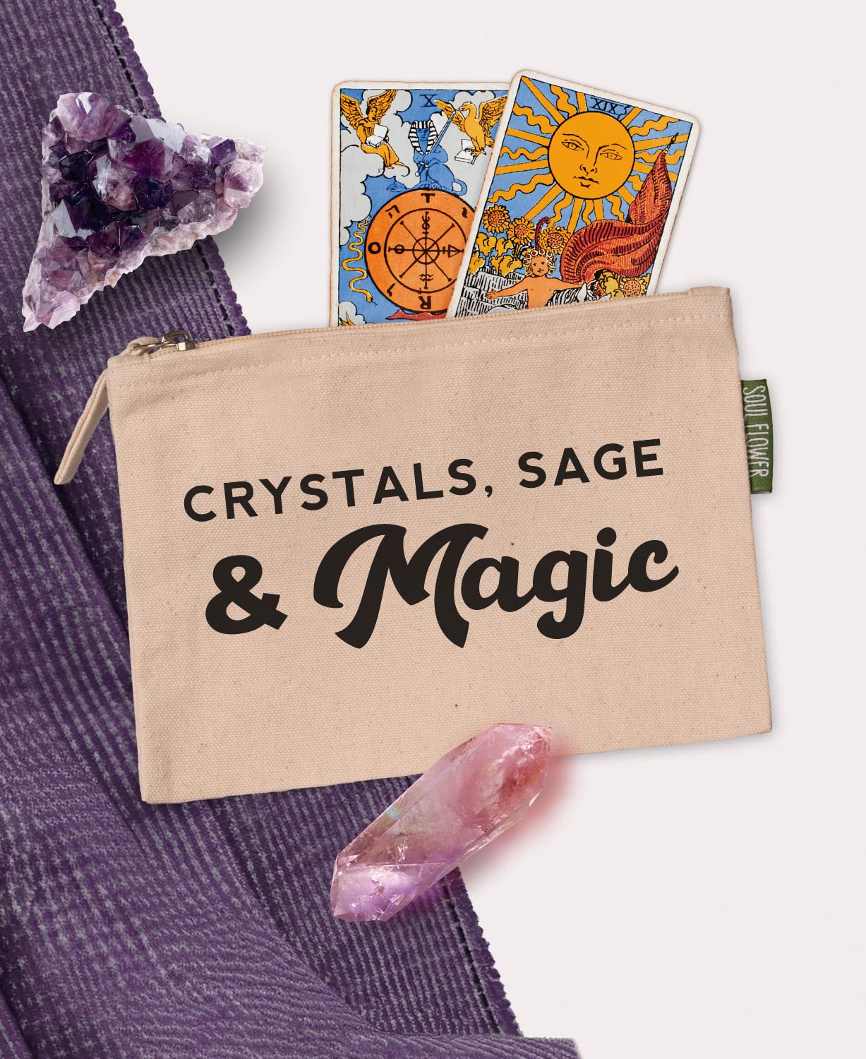 Crystals, Sage & Magic Large Zipper Pouch