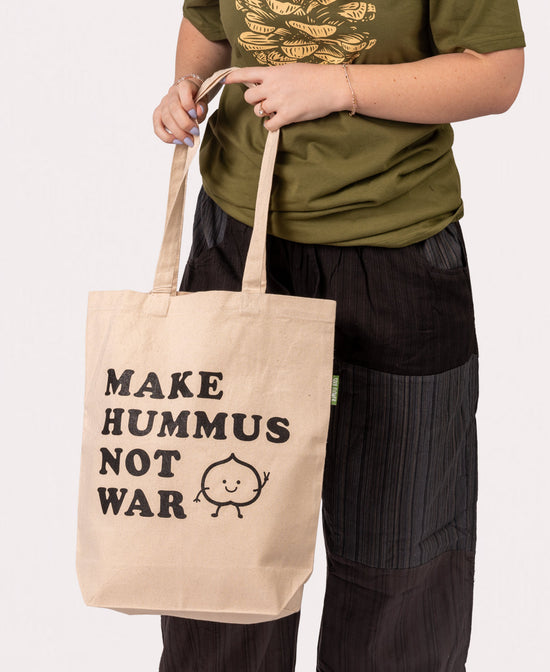 Final Sale! Make Hummus Not War Tote Bag - Vegetable Tote Bag | Reusable Totes | Soul Flower