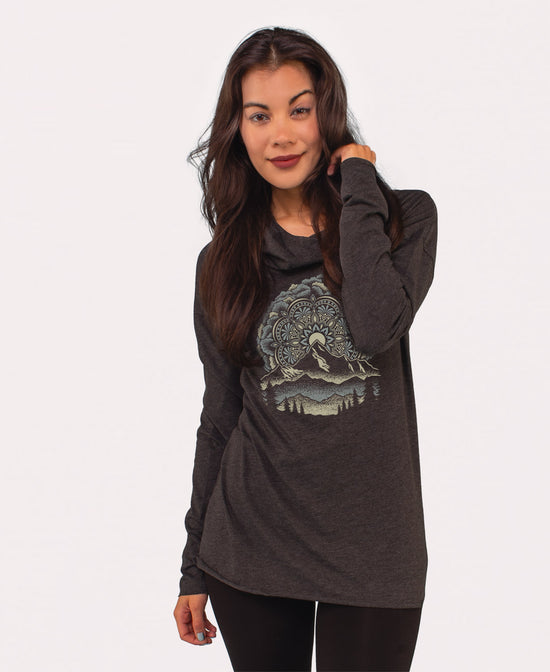 Summit Solstice Mandala Cowl Yoga Hoody - Mandala Hoody | Yoga Hoody with Mandala | Soul Flower Women