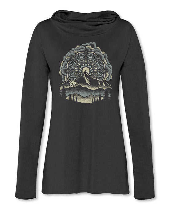 Summit Solstice Mandala Cowl Yoga Hoody - Mandala Hoody | Yoga Hoody with Mandala | Soul Flower
