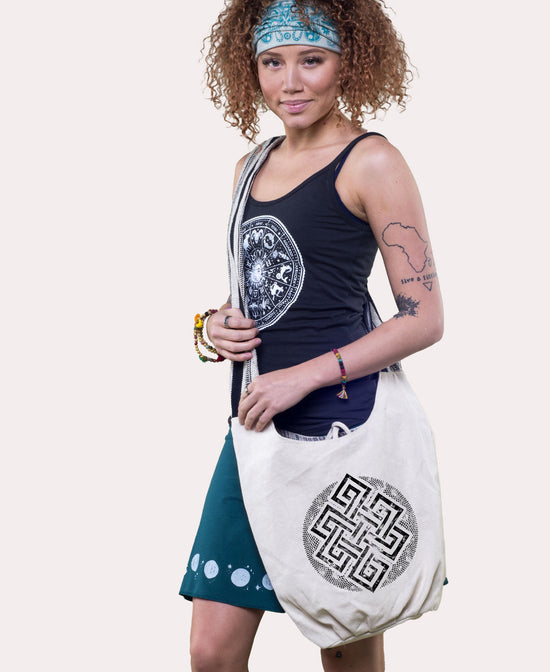 Celtic Knot Boho Bag - Natural - Celtic Purse | Celtic Knot Tote | Soul Flower