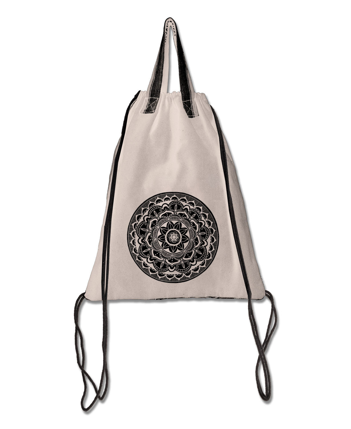 Shadow Mandala Cinch String Backpack - Natural