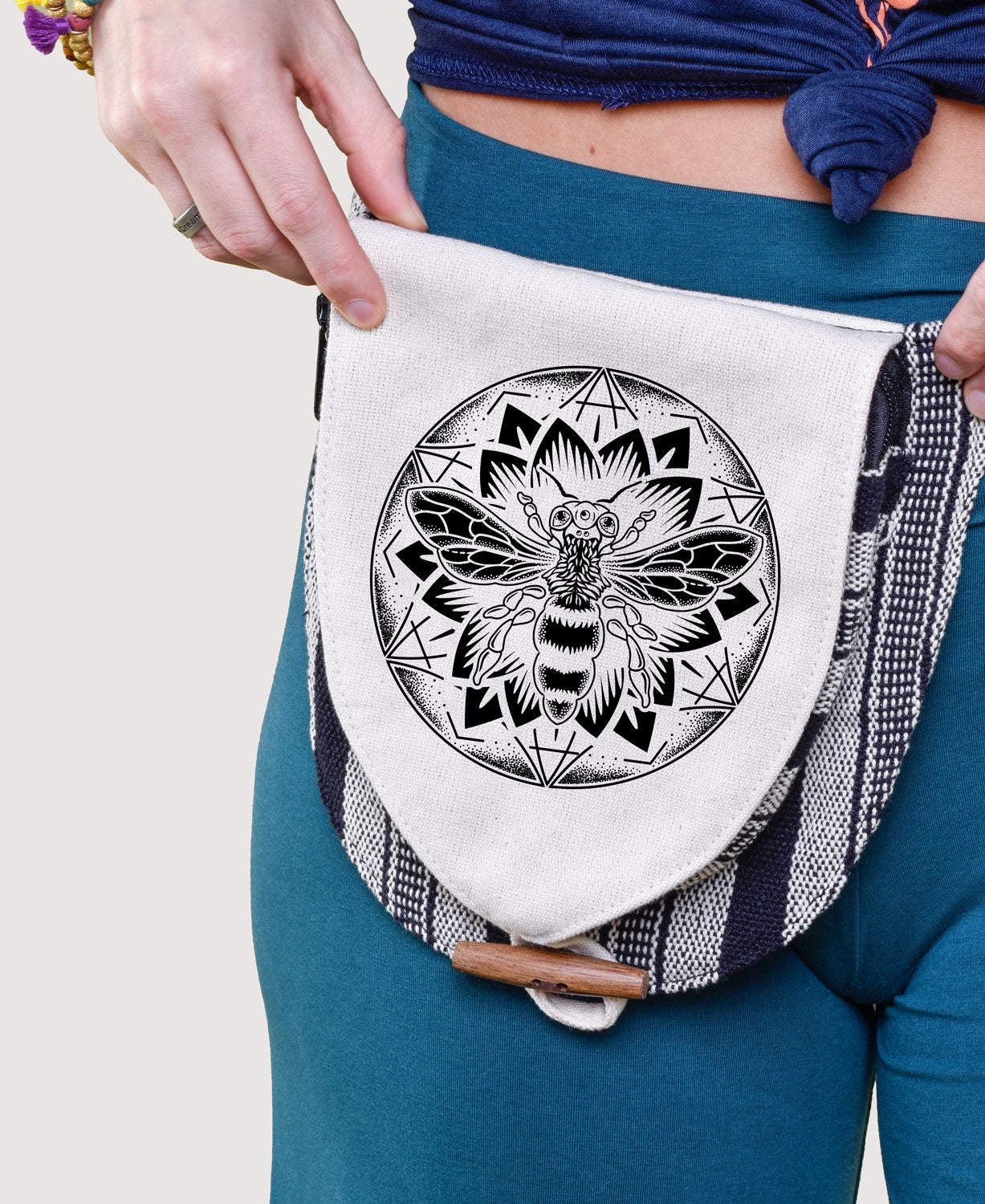 Bee Mandala Hip Bag - Natural
