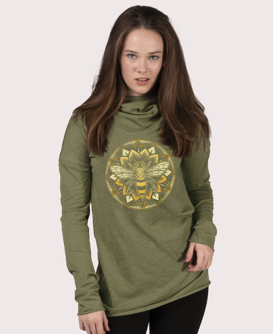 Bee Mandala Cowl Yoga Hoody - Bee Hoody | Yoga Hoodies | Soul Flower Women