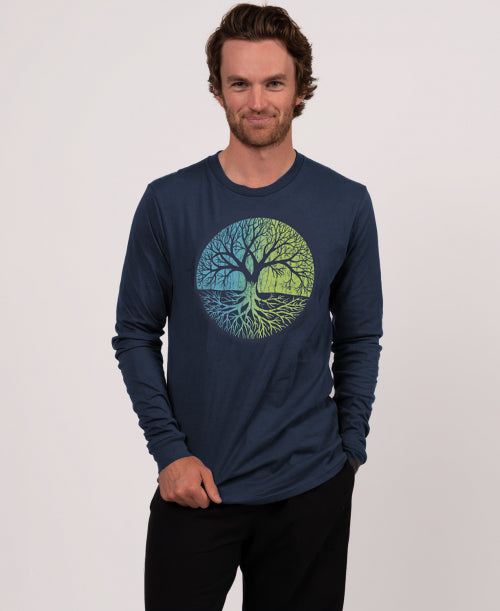 NEW! Tree of Life on Long Sleeve T-Shirt in Navy Men